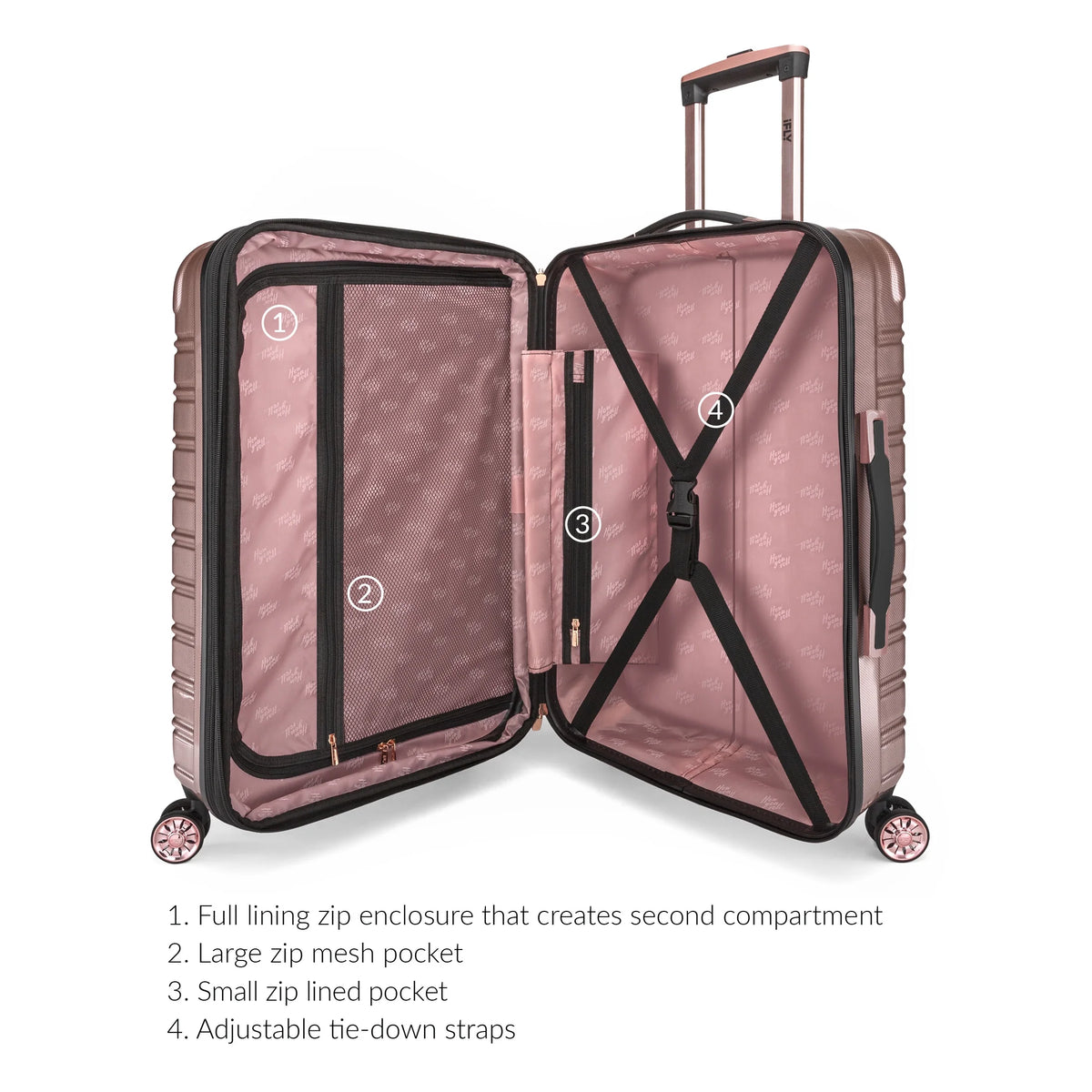 Hardside Luggage 3 Piece Set, 20" Carry-on, 24" and 28" Checked, Rose Gold B9174