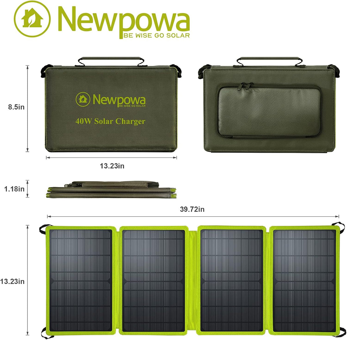 60W Foldable Solar Panel Charger with Mono Cells J8533
