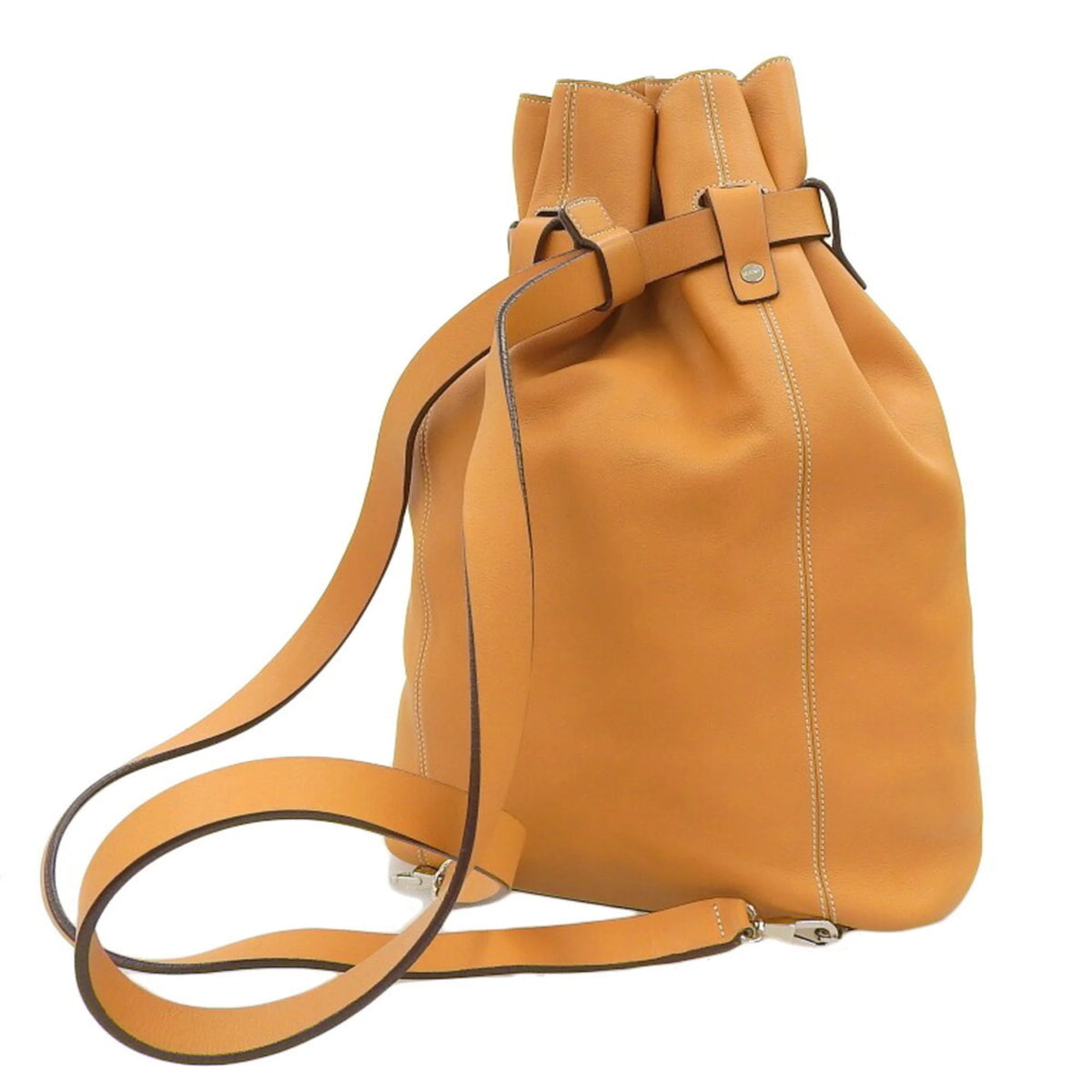 Camel Leather Drawstring Backpack H9412