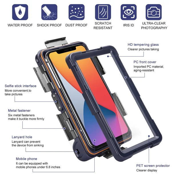 Waterproof Protective Case for Phones Up to 6.9 Inch with Lanyard W35353