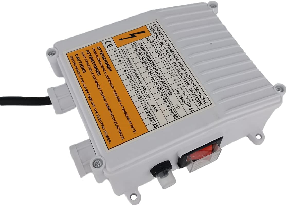 Well Pump Control Box 1.1KW 1.5HP 60uf 25A Capacitor Starter for Submersible Pump Pack of 2 S18062