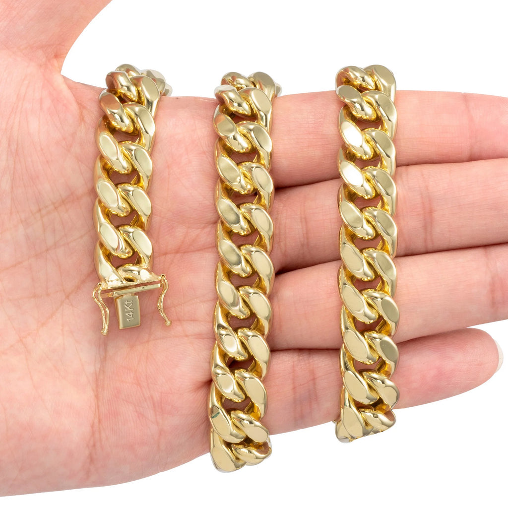 14k Yellow Gold Miami Cuban Link Chain Necklace 20" - 30" W193