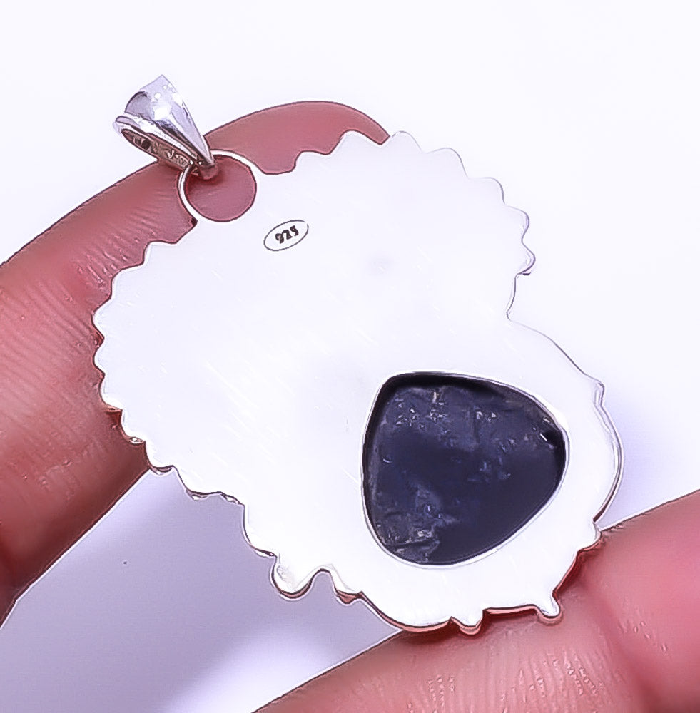 Black Onyx 925 Silver Plated Pendant 1.95" G585040