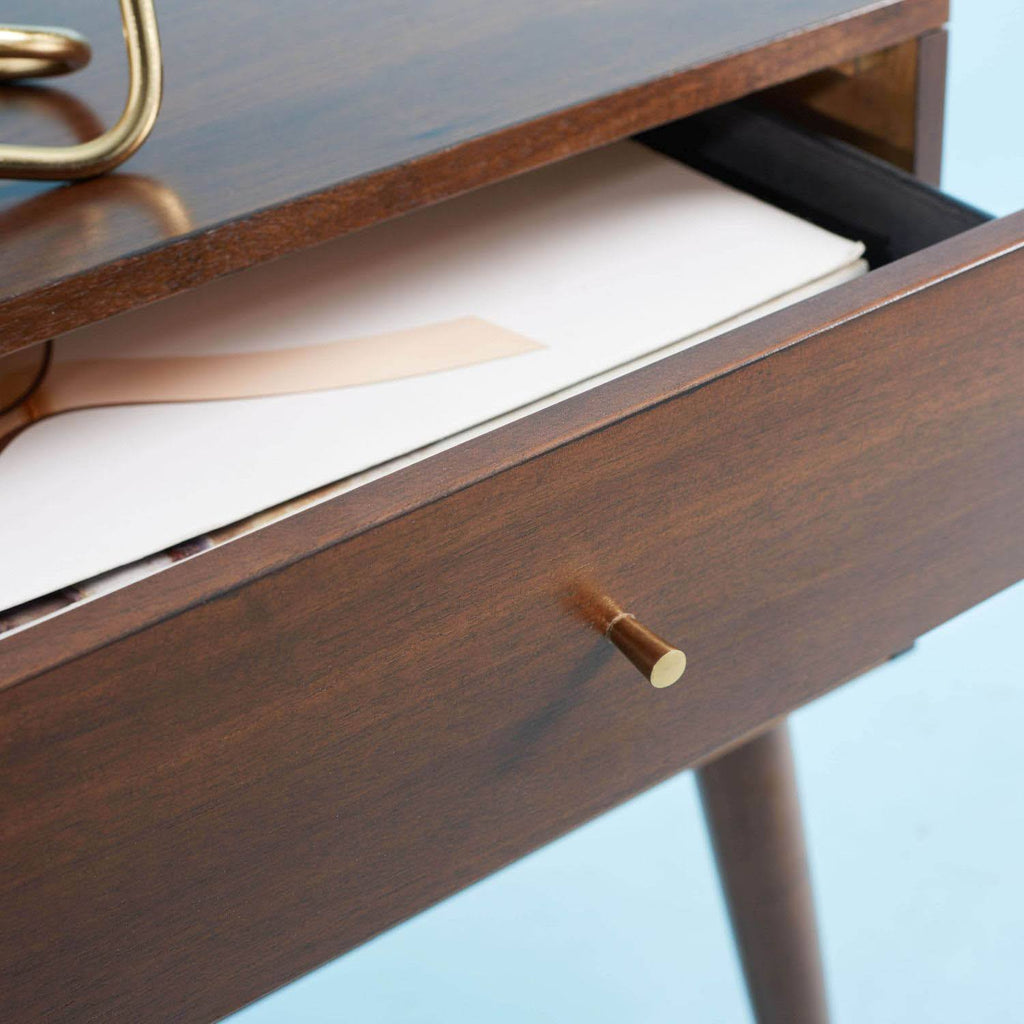 Walnut/Gold Cap Nightstand C256155