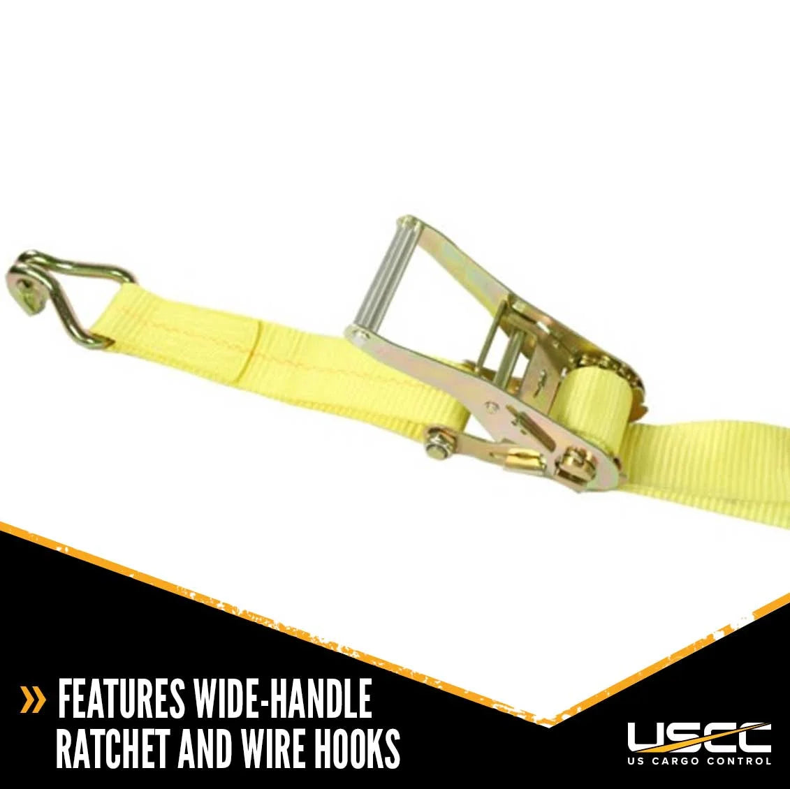 2" x 11' Ratchet Strap with Wire Hooks & 3 Rubber Cleats C367885