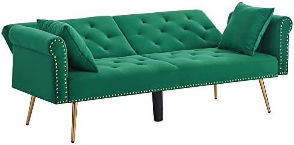 Modern Velvet 2 in 1 Futon Sofa Bed with 2 Pillows U933
