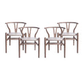 Tan Faux Leather and Wood Dining Chairs, Set of 4 C803