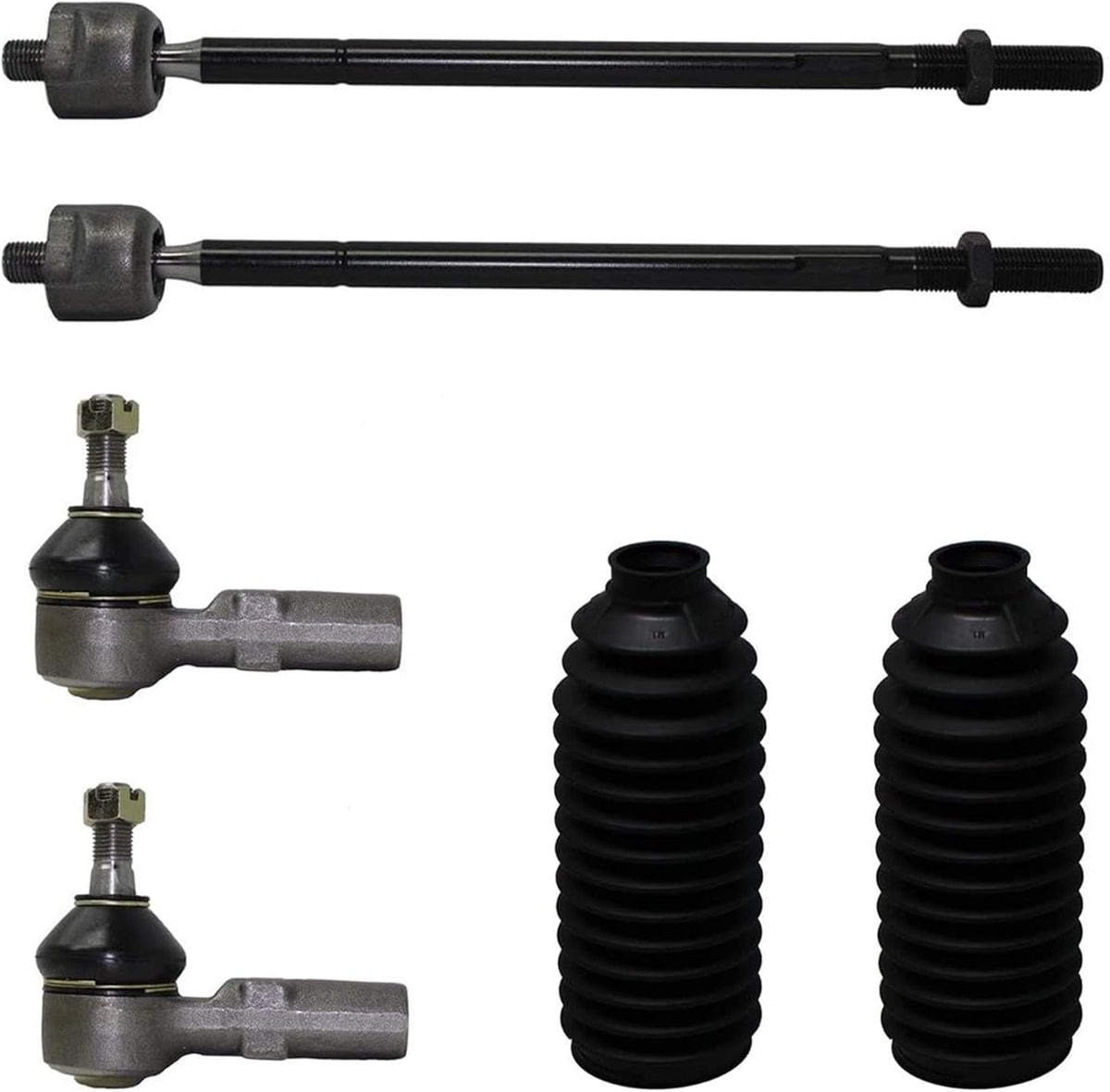 Front Inner & Outer Tie Rods w/Boots 6pc Set J2487