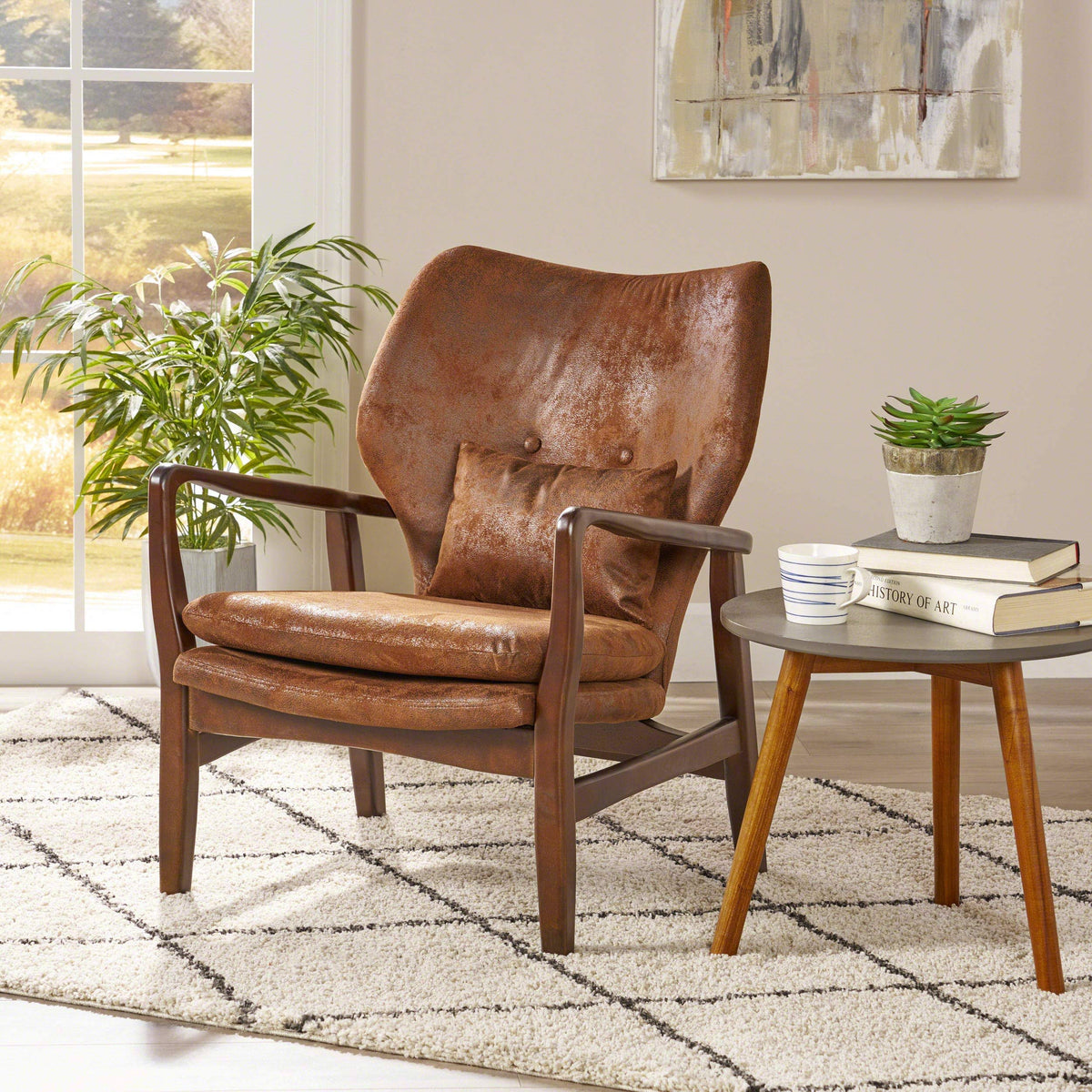 Brown and Dark Espresso Fabric Club Chair A94116