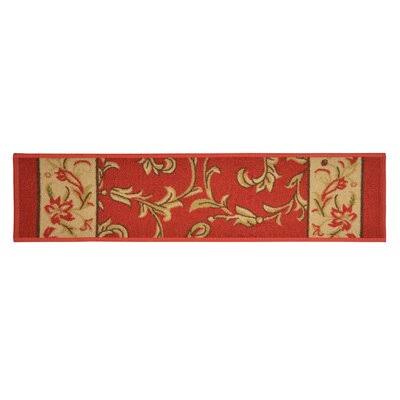 Floral Red Stair Tread C857