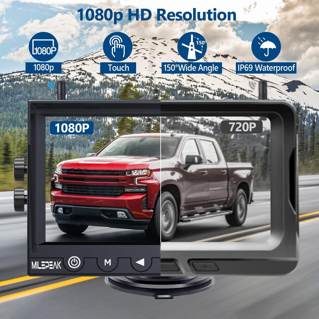 7 Inch Wireless Backup Camera HD 1080P DVR Rear View Observation System T2739