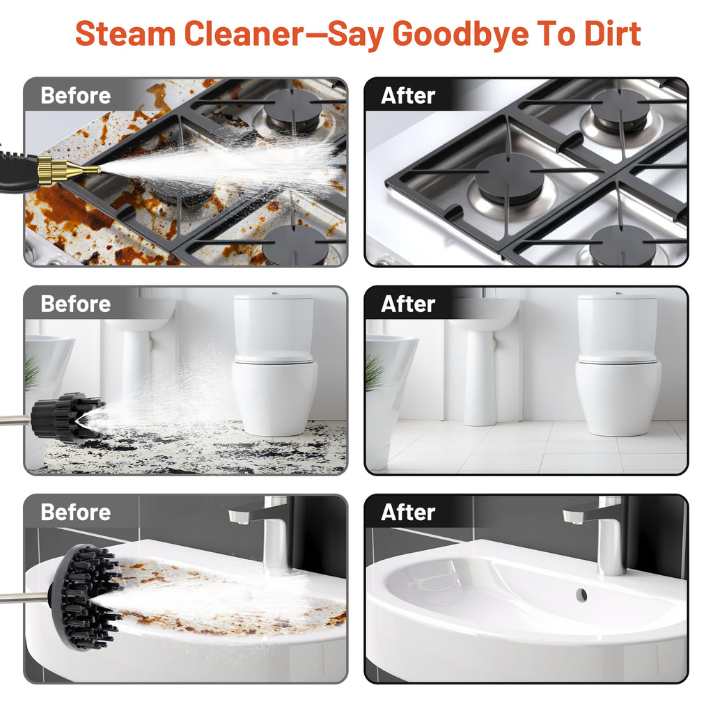 2500W High Pressure Portable Handheld Steam Cleaner with 3 Brush Heads L397264