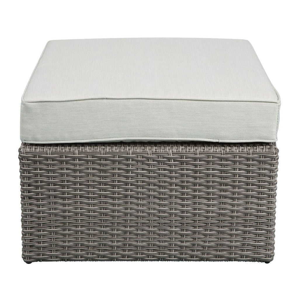 Beige Fabric Patio Sofa & Ottoman with 2 Pillows I9843