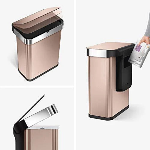 Rose Gold Stainless Steel 58-Liter Rectangular Sensor Trash Can Q716