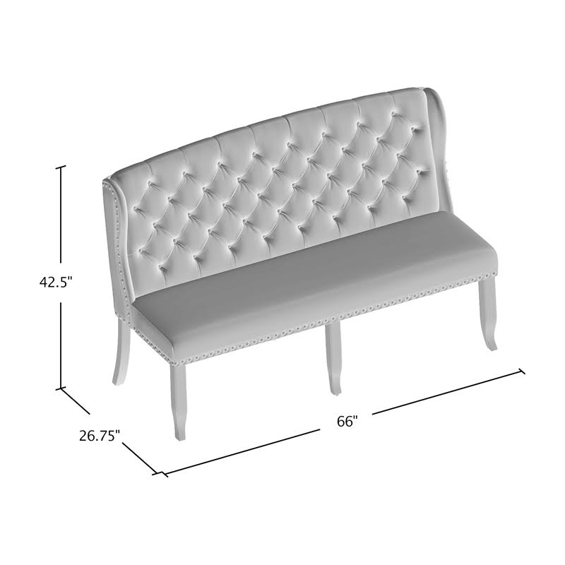 Beige Fabric Tufted Loveseat Bench Q573301
