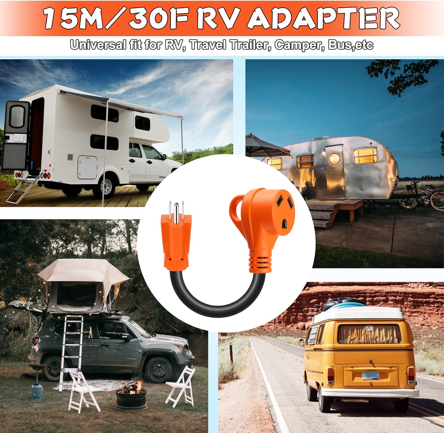 15A to 30A RV Power Adapter Cord with Grip Handle N29125