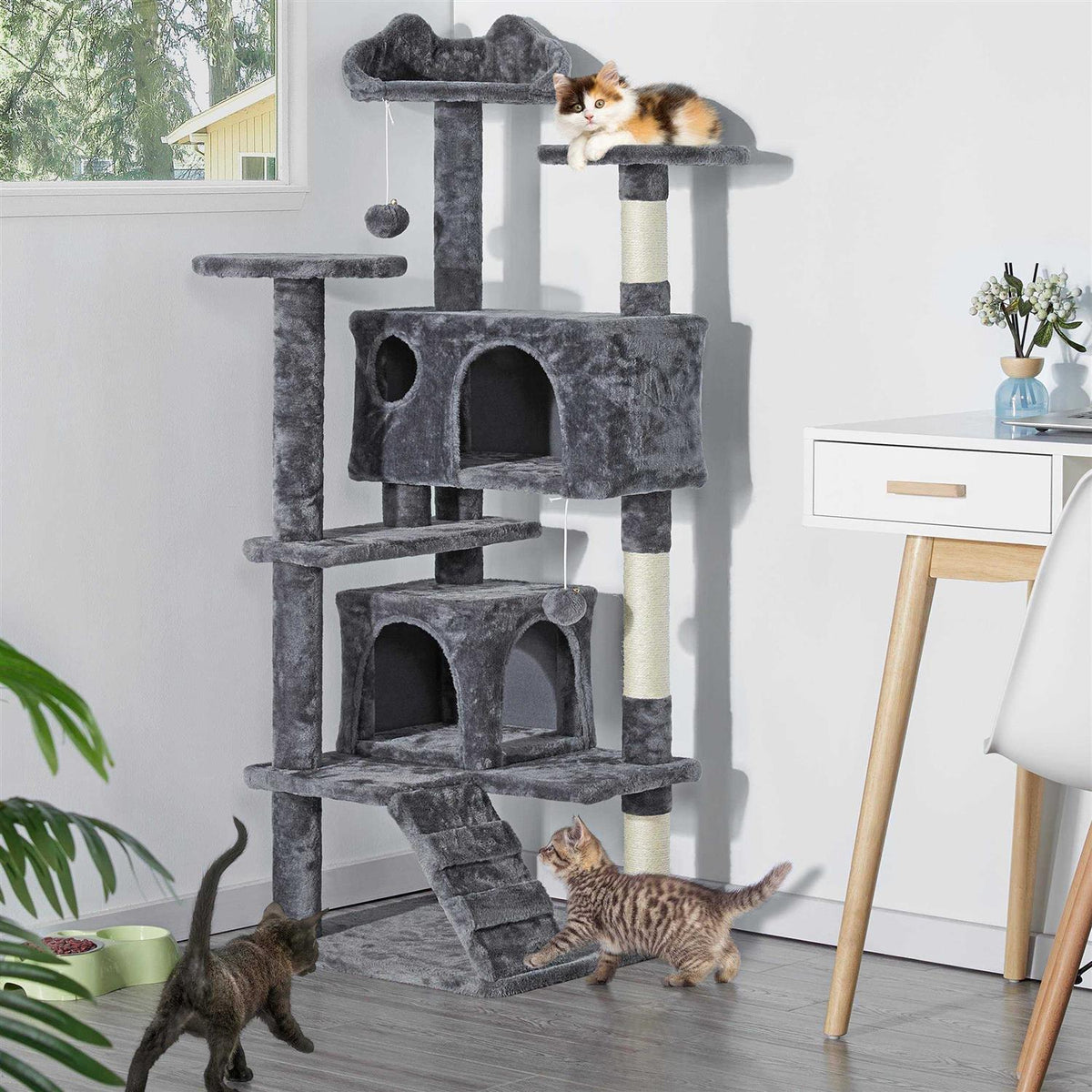 Cat Tree Tower with Scratching Post for Kittens Q604