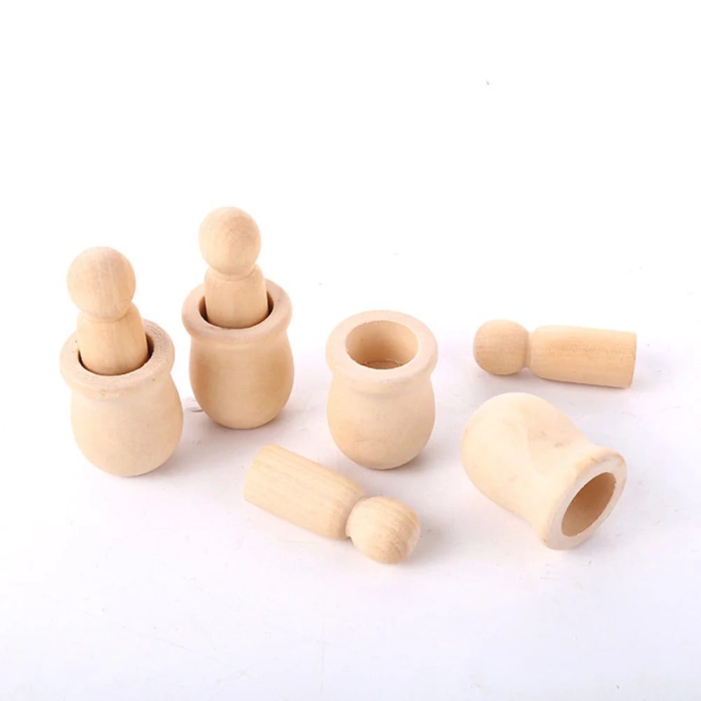 20pcs Unfinished Wood Peg Dolls with Nesting Cases S271144