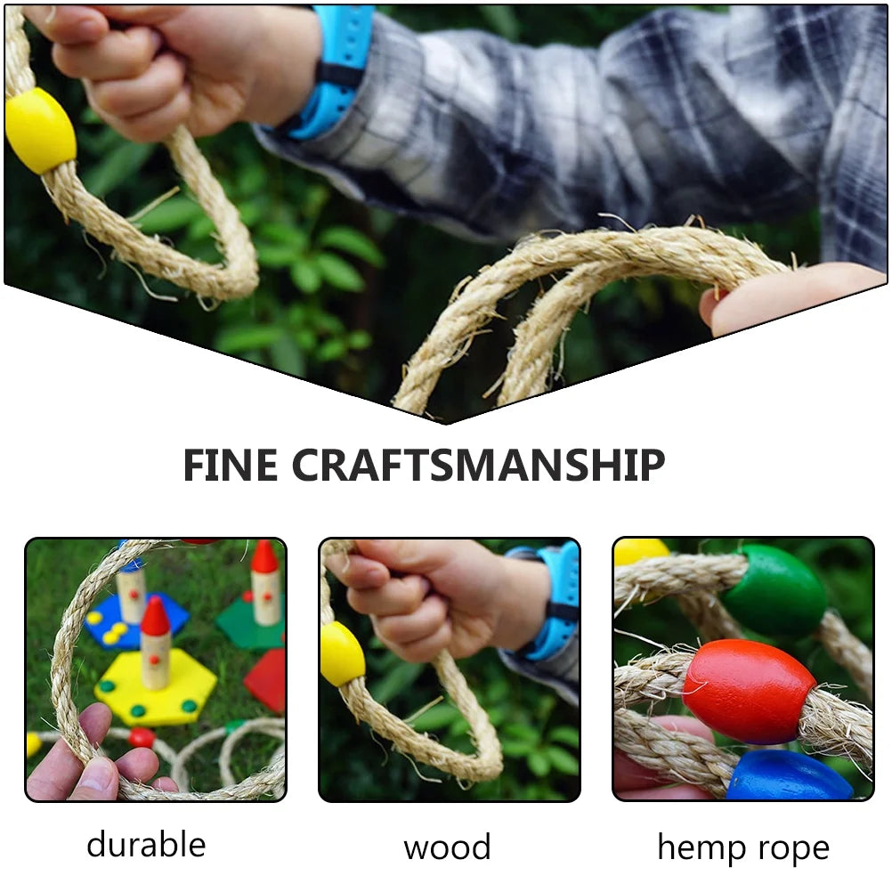 Natural Rope Ring Toss Game Toy 8 PCS Z24636