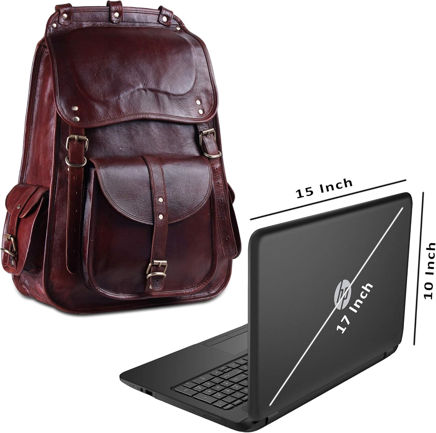 Vintage Full Grain Leather Laptop Backpack E838037