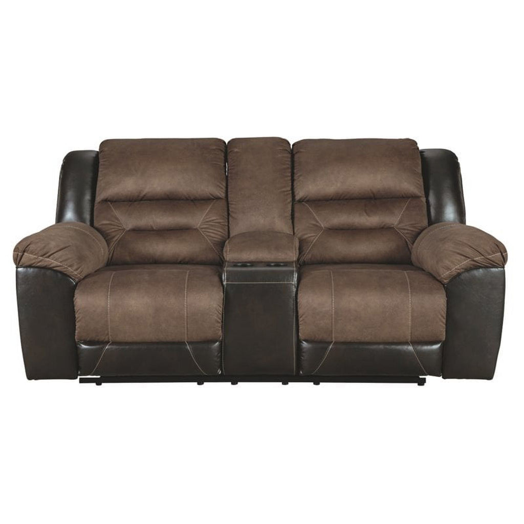 Contemporary Reclining Loveseat with Console in Chestnut P826474