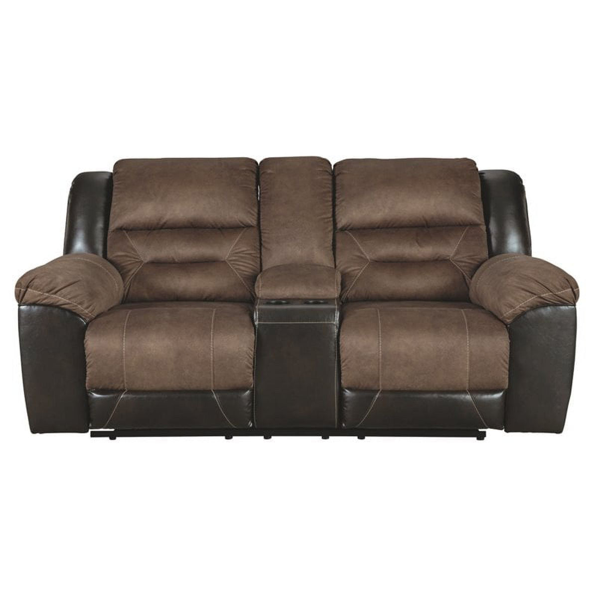 Contemporary Reclining Loveseat with Console in Chestnut P826474