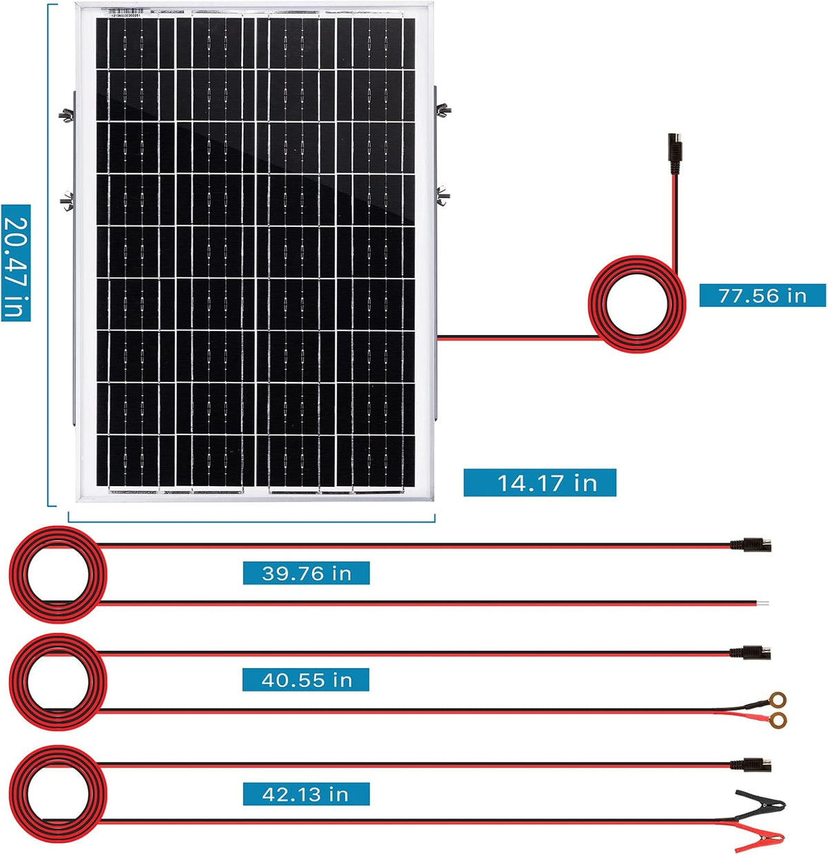 100 Watt 12V Solar Panel Kit with Adjustable Tilt Mount Brackets and 30A PWM Solar Charge Controller W454637