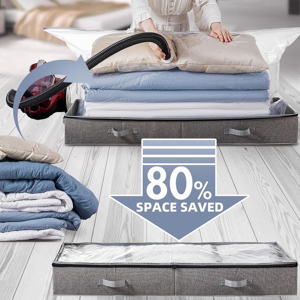 Under Bed Vacuum Seal Storage Bags for Comforters, Large Foldable Box R522566