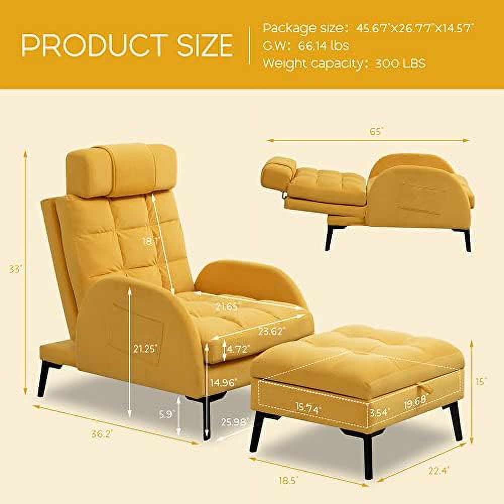 Yellow Velvet Accent Chair with Ottoman S910939