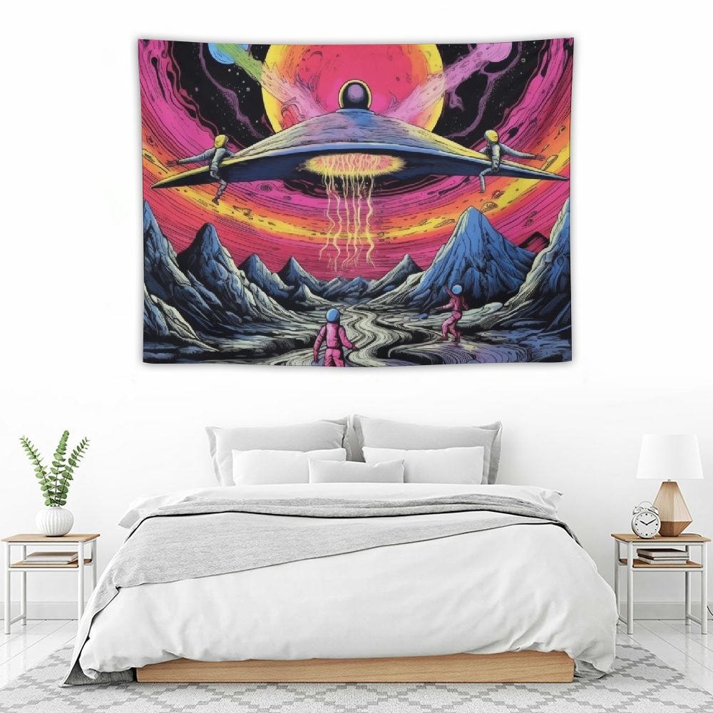 UFO Astronaut Galaxy Space Wall Art Tapestry G893