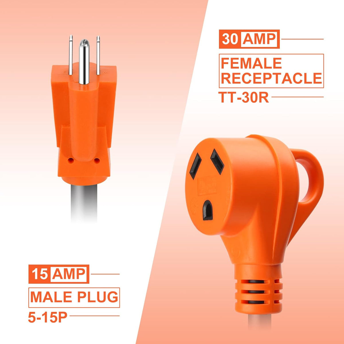 15A to 30A RV Power Adapter Cord with Grip Handle N29125