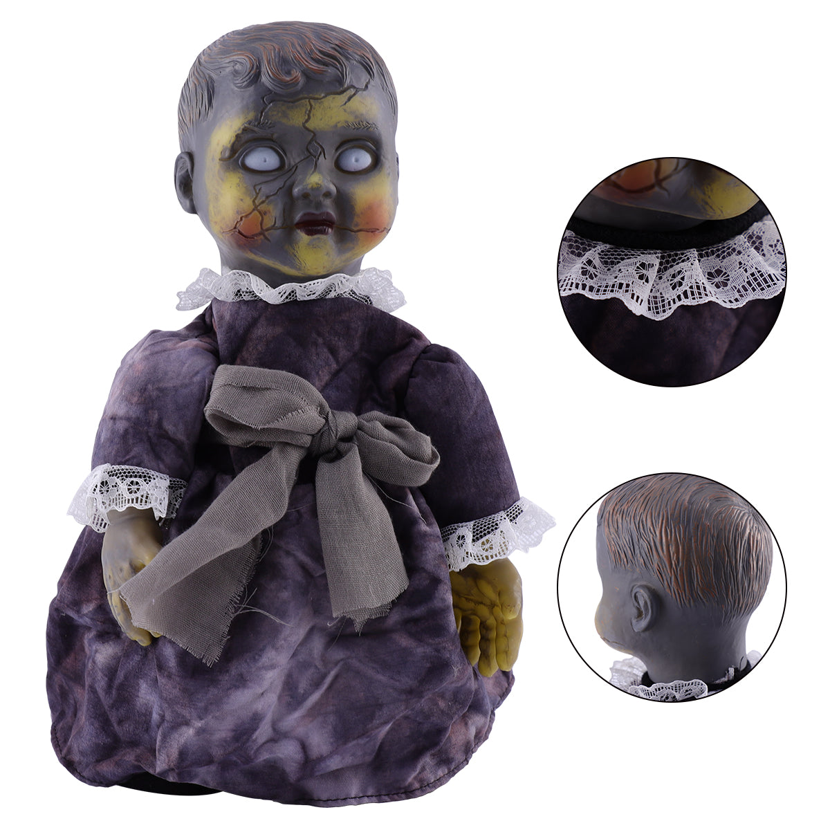 Halloween Scary Dolls, 1 PC Voice-activated Induction Glowing Walking Doll W665