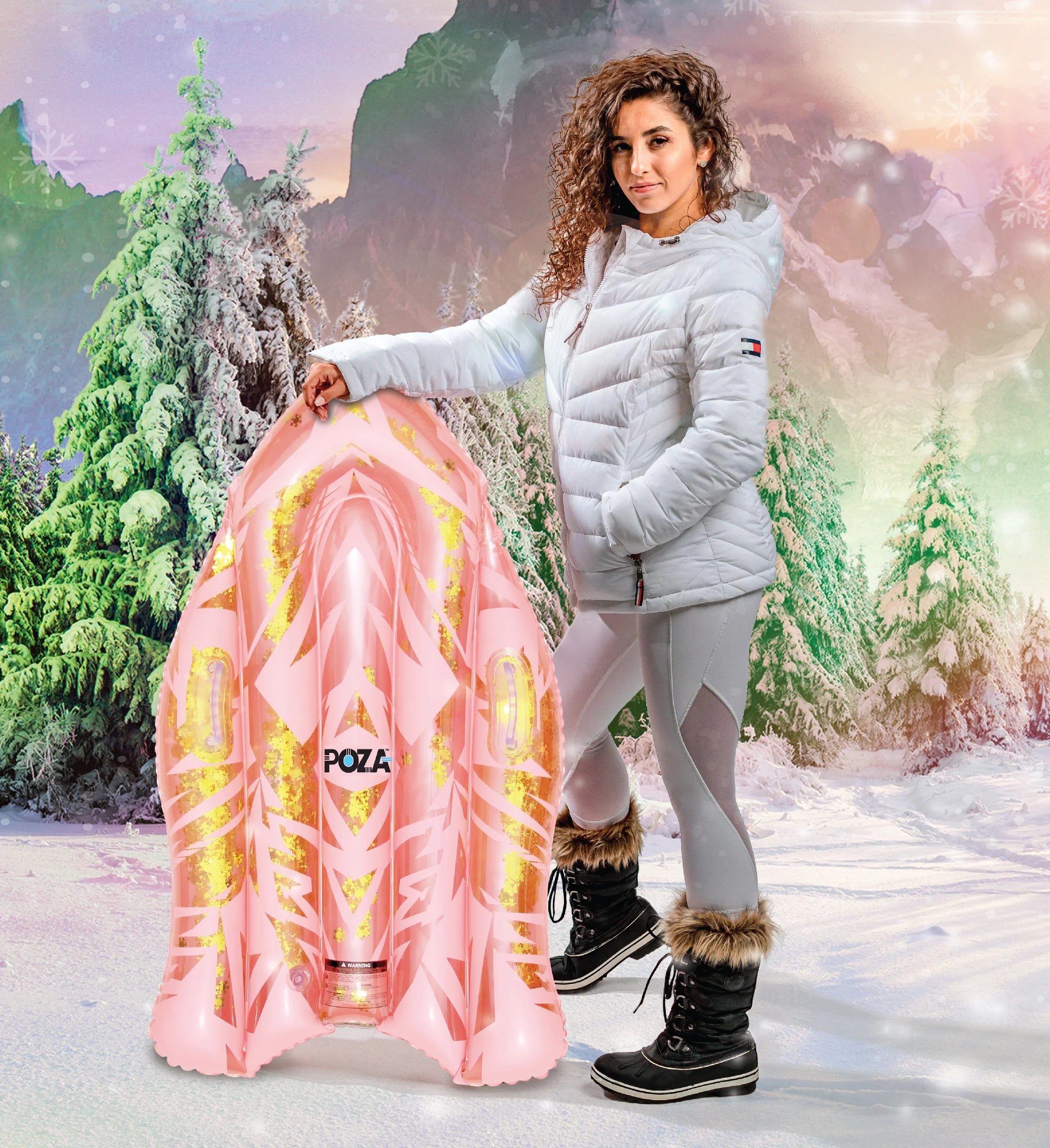 Inflatable Snow Sled Set of 3, Rose Gold, Gold, and Silver, 44 Inch T398