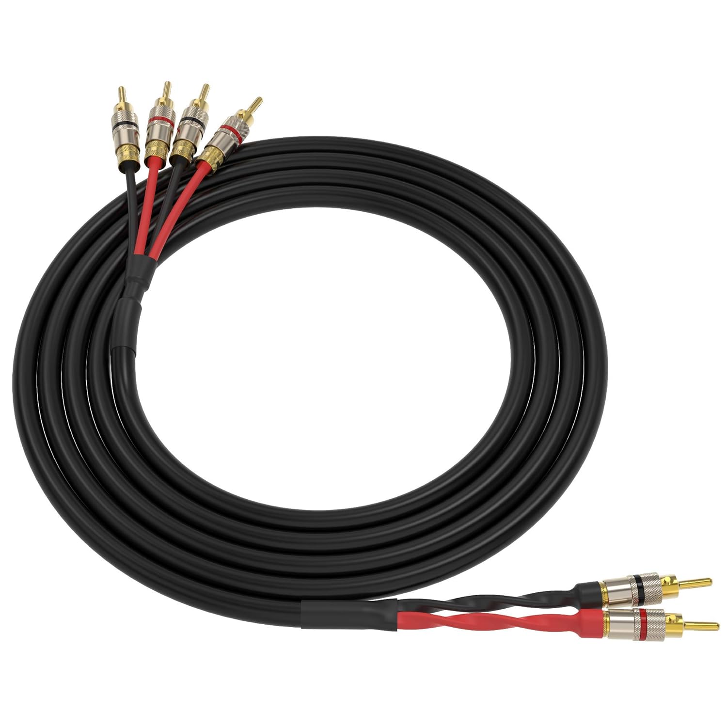 Black Gold Plated Locking Banana Speaker Cable 15 Feet F7841
