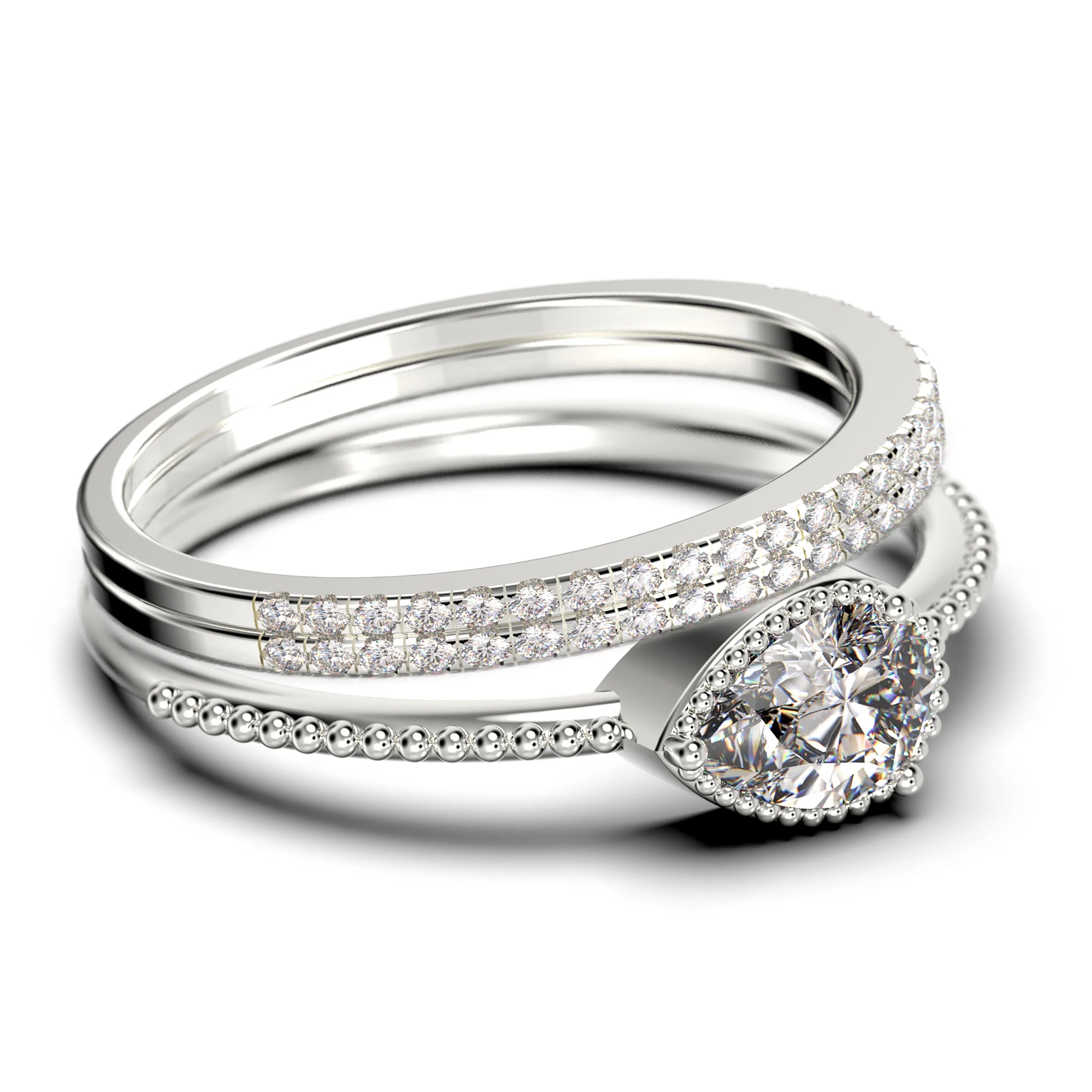 Pear Cut Moissanite Engagement Ring in 925 Sterling Silver With 18k White Gold Plating H165