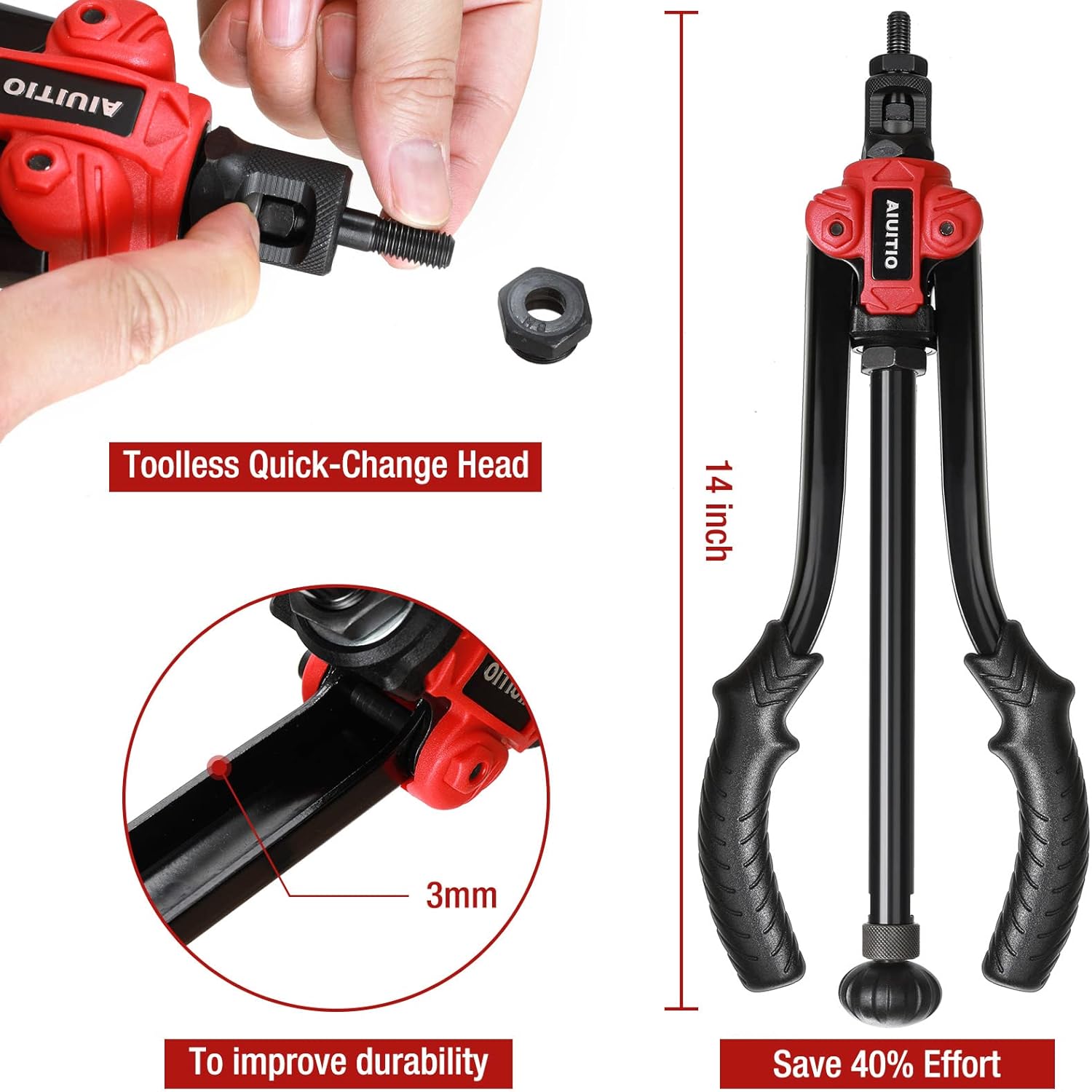 14'' Rivet Nut Tool Set Kit with 13PCS Metric & Inch Mandrels, 130PCS Rivet Nuts, Plastic Case A698479