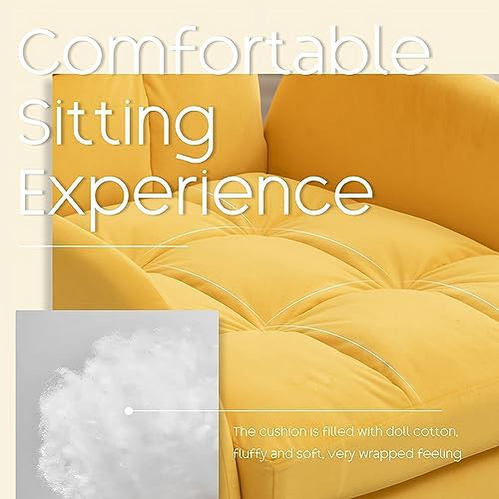 Yellow Velvet Accent Chair with Ottoman S910939