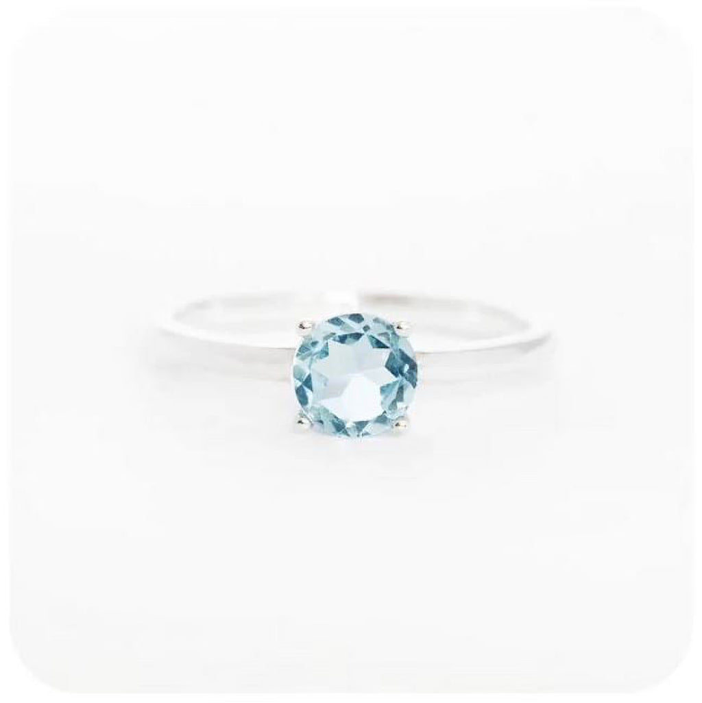 Topaz Solitaire Ring 925 Sterling Silver Gemstone Jewelry E669
