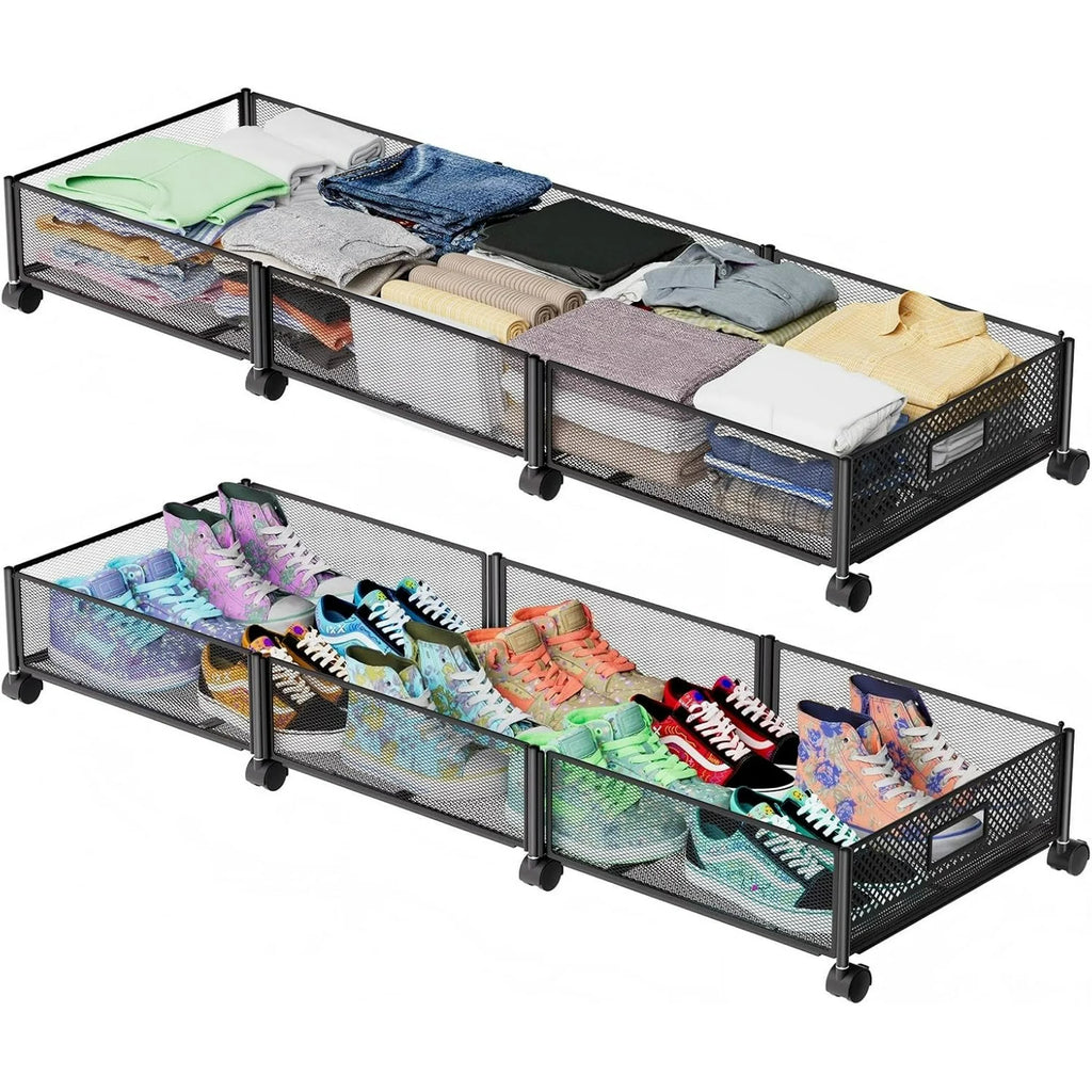 Under Bed Storage on Wheels, Large Capacity Rolling Containers, Foldable Drawers Y925938