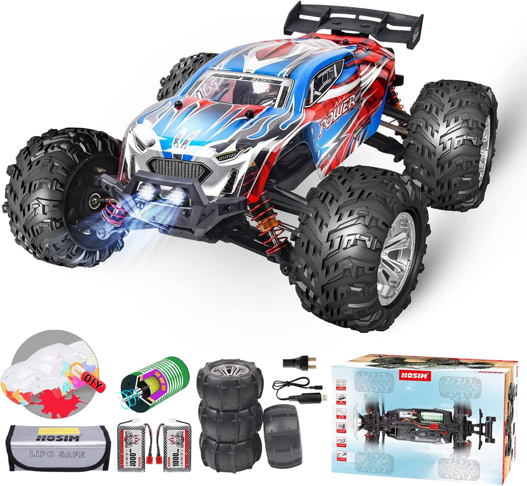Brushless RC Car 4x4 Off Road Monster Truck Waterproof Hobby Vehicle with 2 Batteries Y908