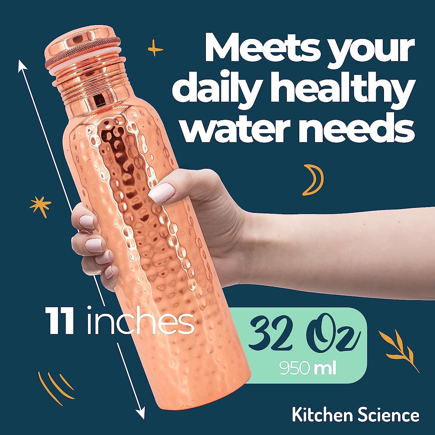 Copper Water Bottle with Copper Tumbler, Carrying Bag & Deco Sleeve L6598
