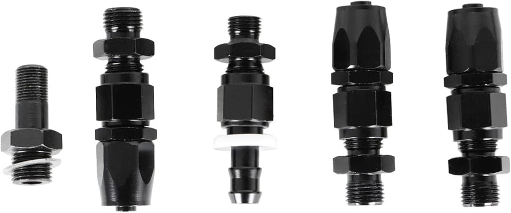 Black Fuel Line Hose Fitting Connectors Kit with Fuel Rail Regulator and Gauge P5992
