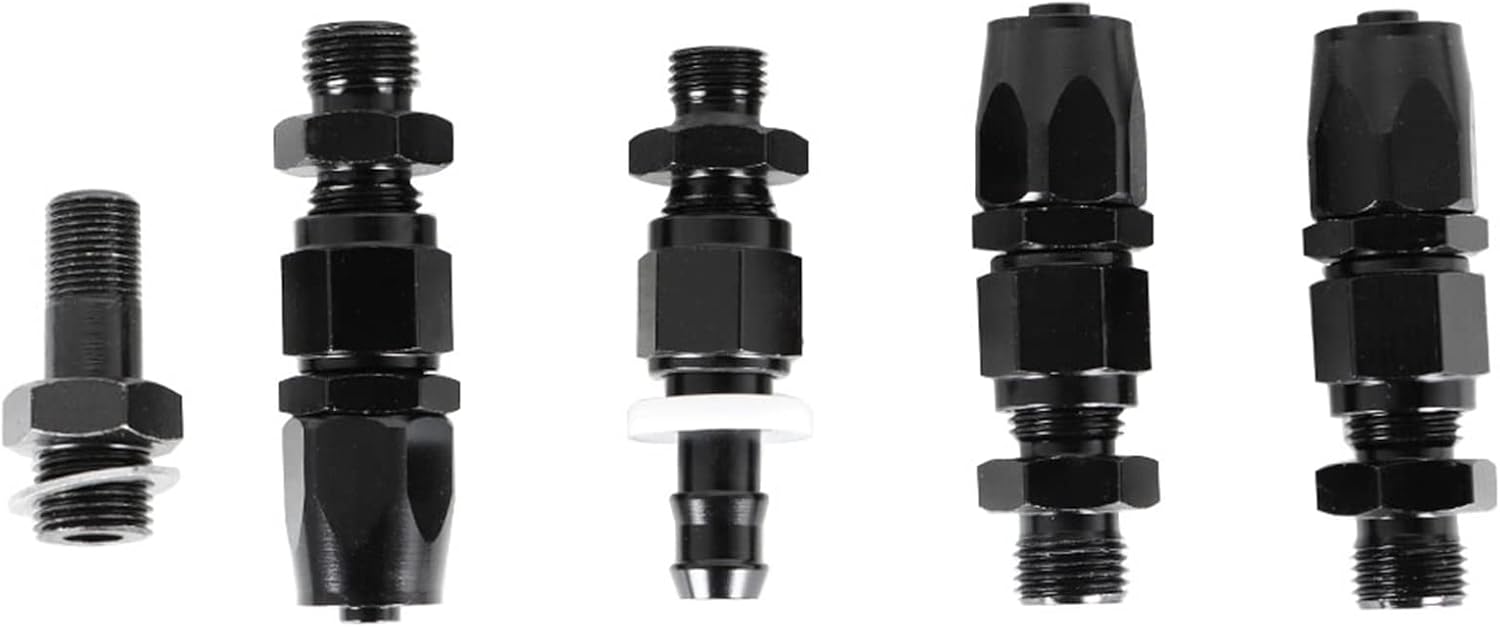 Black Fuel Line Hose Fitting Connectors Kit with Fuel Rail Regulator and Gauge P5992