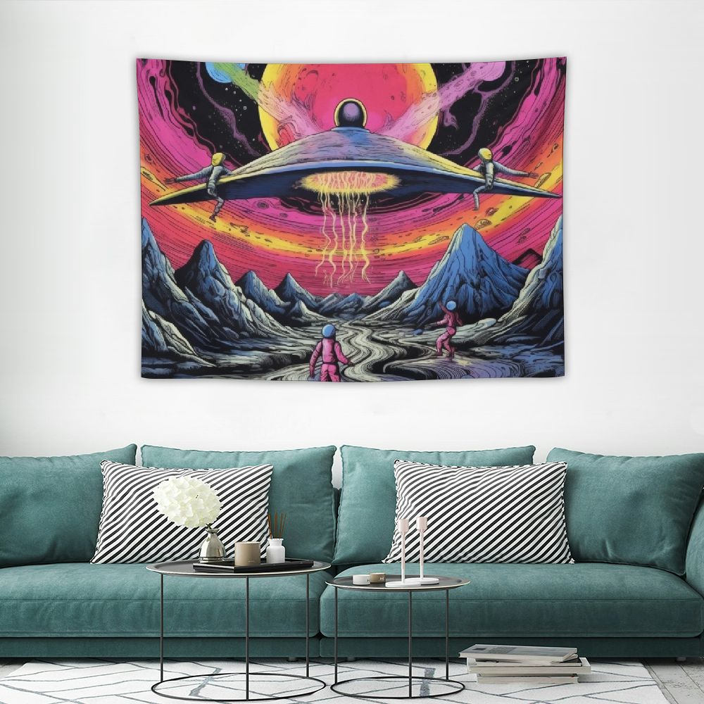 UFO Astronaut Galaxy Space Wall Art Tapestry G893