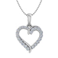 10K White Gold Diamond Heart Pendant Necklace with Silver Chain B27068