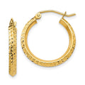 10k Yellow Gold Diamond-cut Hollow Hoop Earrings N818