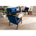 Navy Blue Velvet 3-Piece Wooden Living Room D706036