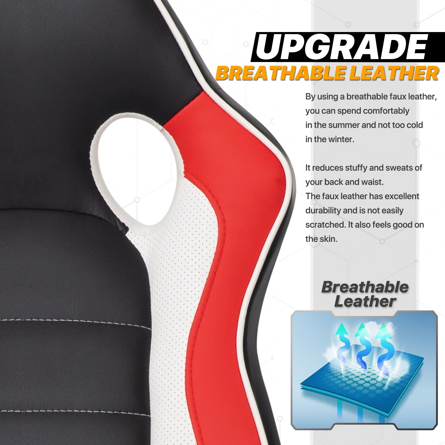 Red Leather High-Back Swivel Gaming Chair with PVC Mat C7728