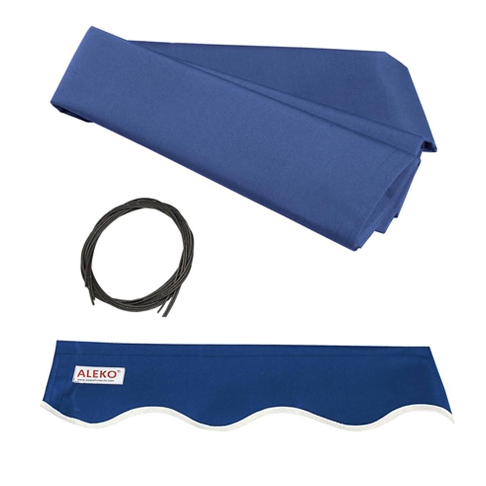 Black Frame Retractable Patio Canopy Awning Blue J1849