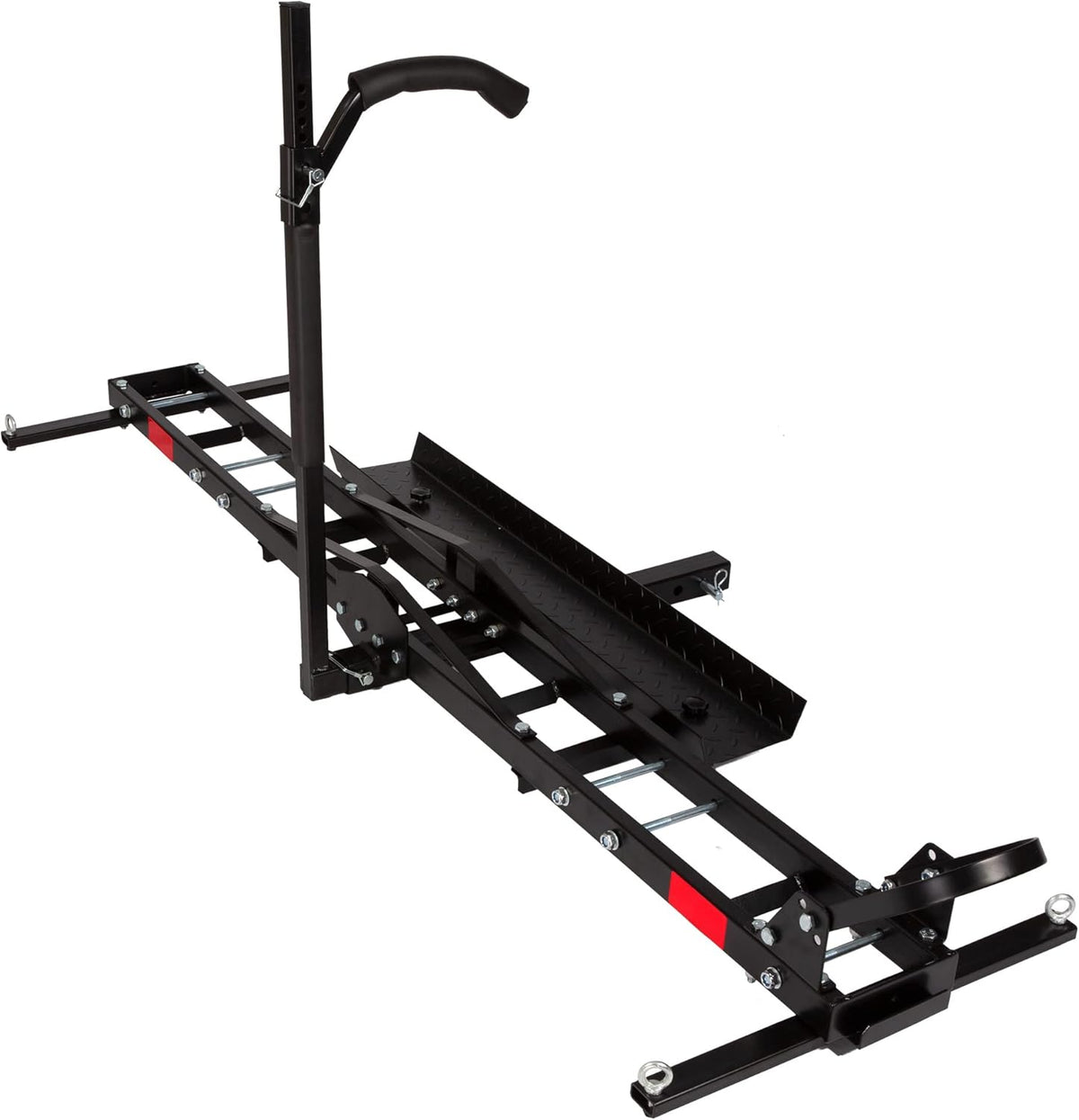 Black Hitch-Mounted Motorcycle Trailer Carrier with Removable Loading Ramp Q431480